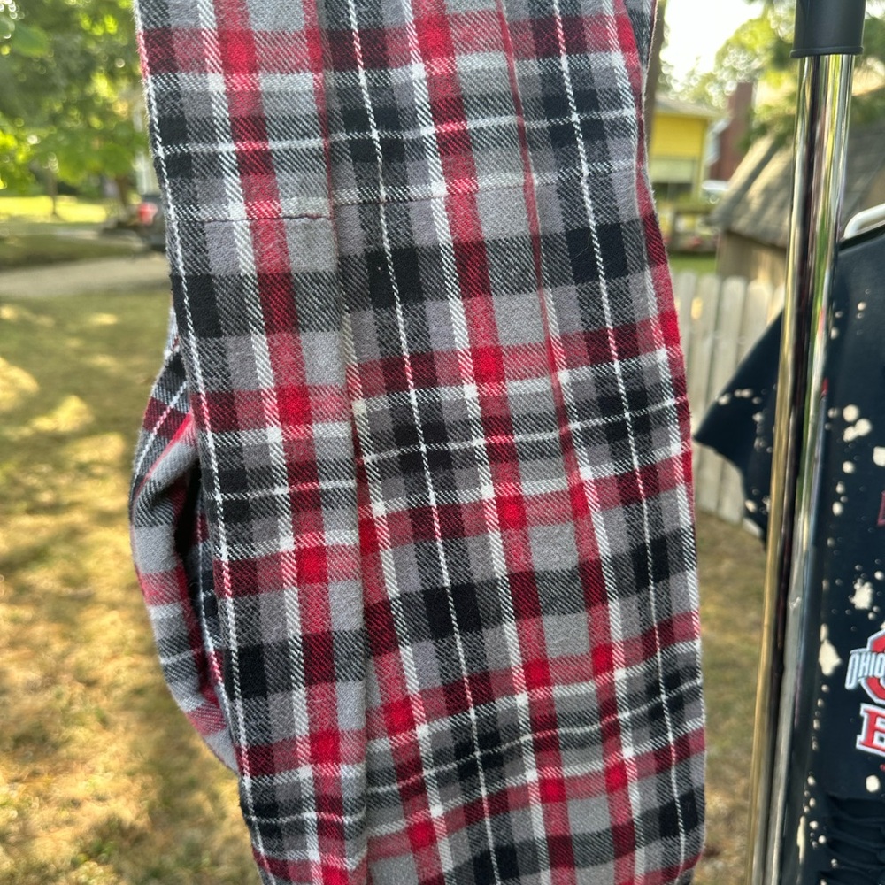 Plaid Red and Gray Scarf